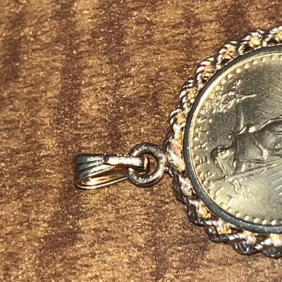 $5 U.S. Gold Coin Encased In 14kt Gold Necklace Pendant 1/10oz - Picture 6 of 6